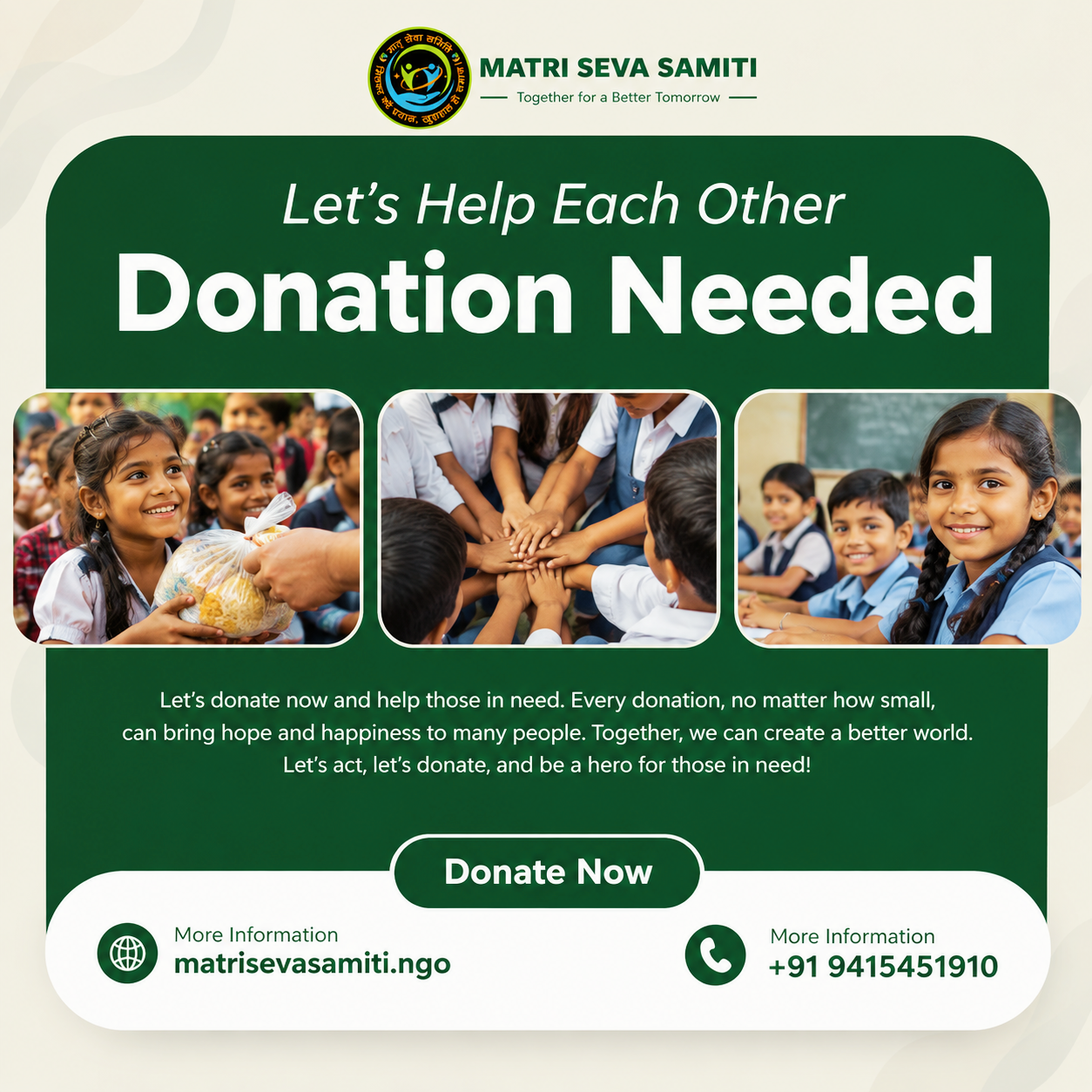 Donation for Underprivileged Children & Community Welfare in Prayagraj